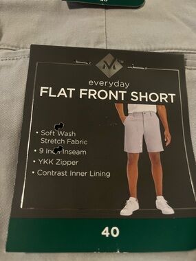 Flat Front Men’s Shorts - Light Gray